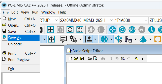 Error executing PC-DMIS Basic script