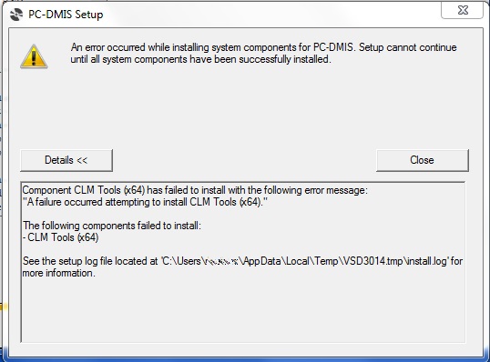 I am trying to update PC-DMIS to a newer version and am getting this ...